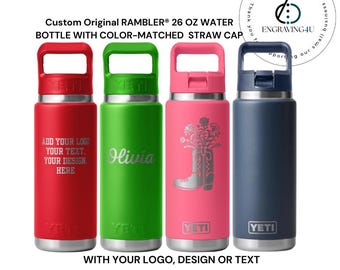 Custom YETI Rambler 26 oz Water Bottle Personalised Gift for Him or Her Add Name or Logo Engraved Coffee Cup Birthday Corporate Gift Flask