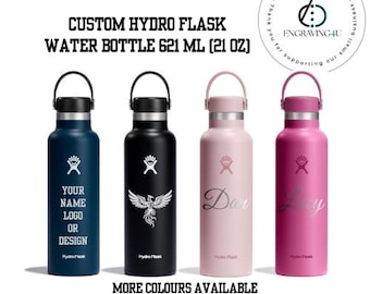 Borraccia Hydro Flask personalizzata da 621 ml con incisione laser / Borraccia personalizzata con nome e logo / Regalo personalizzato per lui e per lei / Borraccia da palestra