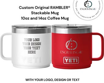 カスタム YETI ランブラー 10 オンス 14 オンス スタッキング可能マグ マグスライダー蓋付き 彼または彼女へのパーソナライズされたギフト 名前またはロゴを追加 誕生日ギフト コーヒーカップ