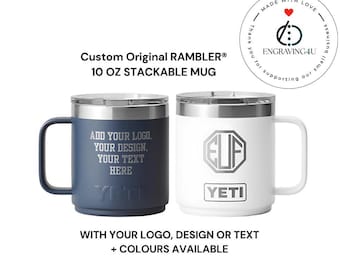 カスタム YETI Rambler 10オンス 14オンス スタッキングマグ マグスライダー蓋付き 彼または彼女へのパーソナライズギフト 名前またはロゴを追加 誕生日ギフト コーヒーカップ