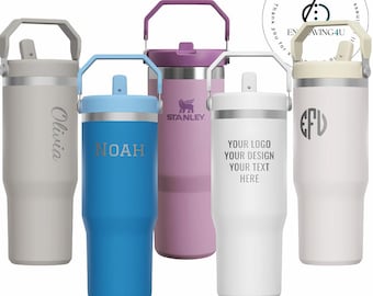Botella de agua Stanley Iceflow personalizada de 30 oz con grabado personalizado con nombre o logotipo, de acero inoxidable a prueba de fugas, regalo perfecto para él o ella