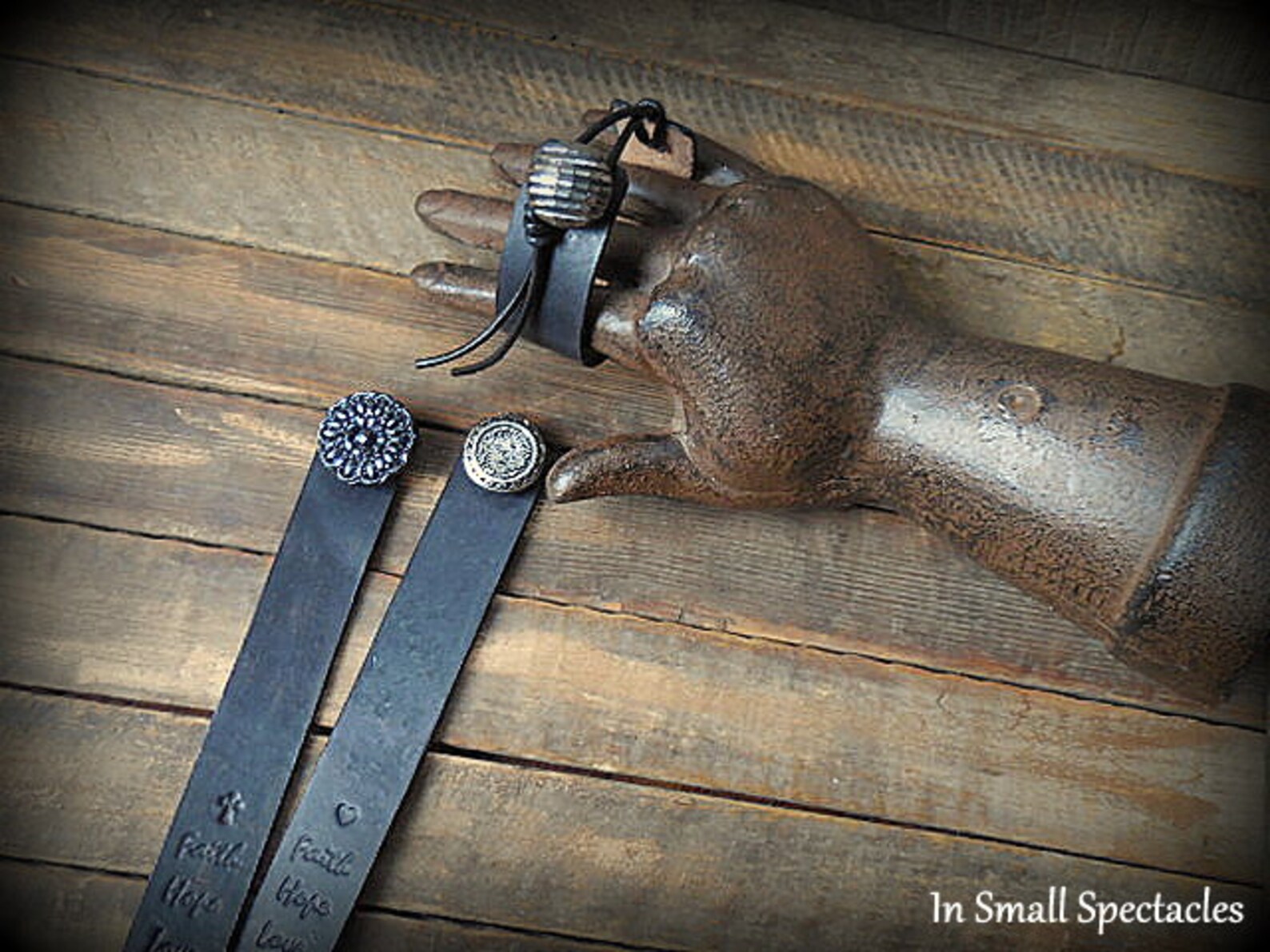 Vintage Button Leather Strap Bracelets Etsy