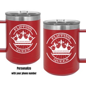 Flipping Queen Real Estate Investor Coffee Mug Tumbler, 15oz