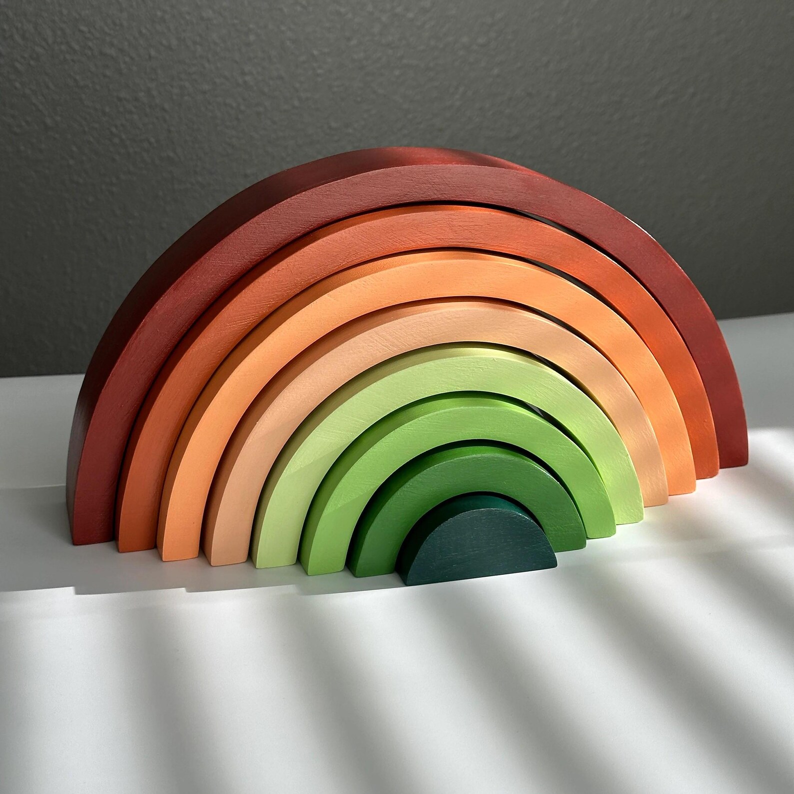 Montessori Wooden Rainbow Stacker Toy: 8-piece Waldorf Gift - Etsy