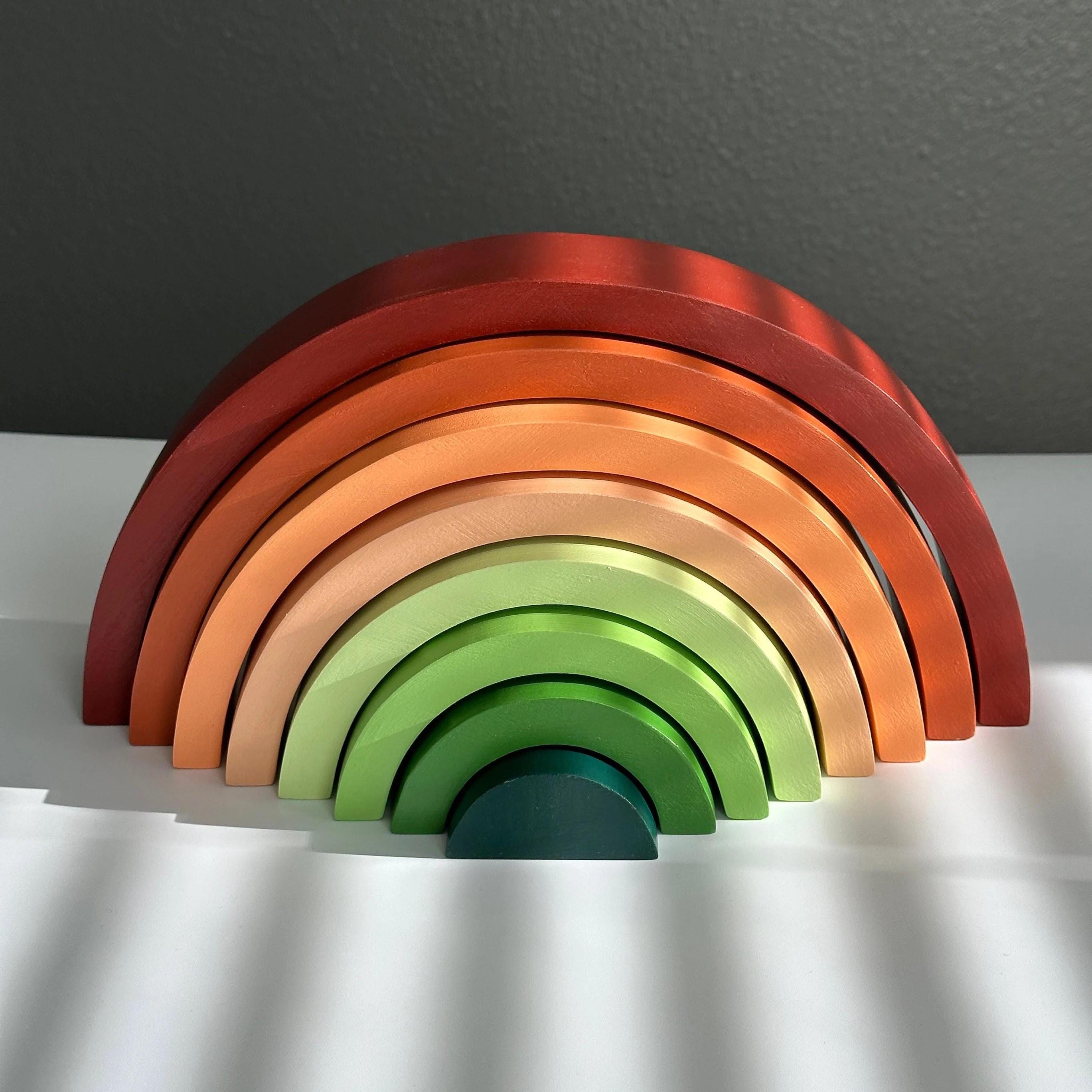 Montessori Wooden Rainbow Stacker Toy: 8-piece Waldorf Gift - Etsy