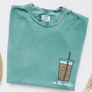 Comfort Colors® On the Rocks Iced Coffee Weather Graphic Tee, Coffee Lover Gift, Coffee Graphic T-Shirt, Retro Tee, Gift for Her, Trendy Tee