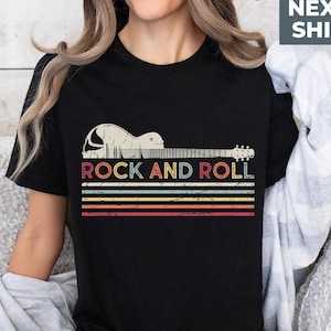 Rock n Roll Tee, Vintage Style Rock and Roll Shirt, Guitar Shirt, Rock & Roll T-Shirt, Music Lover Tee, Songwriter T-Shirt, Lets Rock Tee
