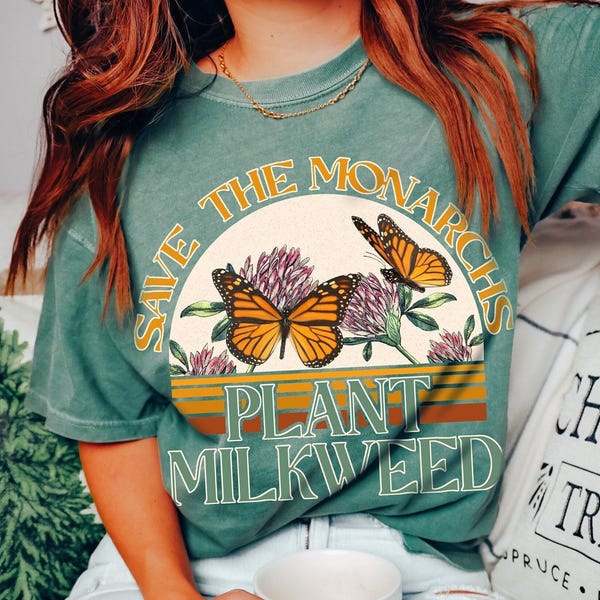 Monarch Butterfly Shirt, Comfort Colors Botanical Tee, Cottagecore Style