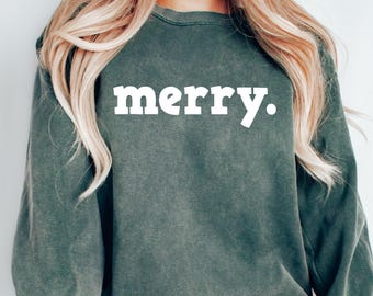 Christmas Sweatshirt, Merry Christmas Tee, Womens Christmas, Christmas Crewneck, Holiday Sweater, Comfort Colors®, Christmas Gift