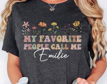 Custom Grandma T-Shirt, Floral Personalized Gift