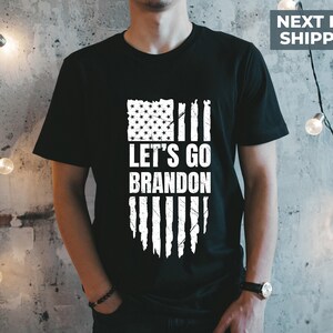 Men&#39;s Tee, Let&#39;s Go Brandon, FJB Joe Biden, Impeach Republican Conservative American Flag, 2024 MAGA USA Crewneck T-shirt