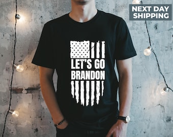 Men's Tee, Let's Go Brandon, FJB Joe Biden, Impeach Republican Conservative American Flag, 2024 MAGA USA Crewneck T-shirt