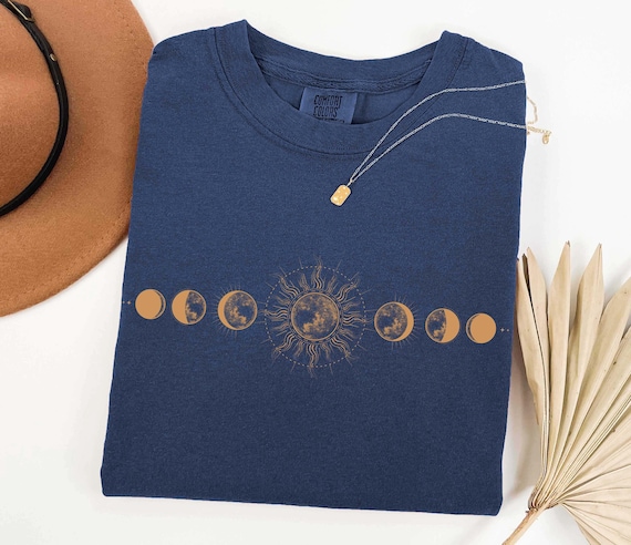 Comfort Colors Moon Phase Shirt, Boho Celestial Tee