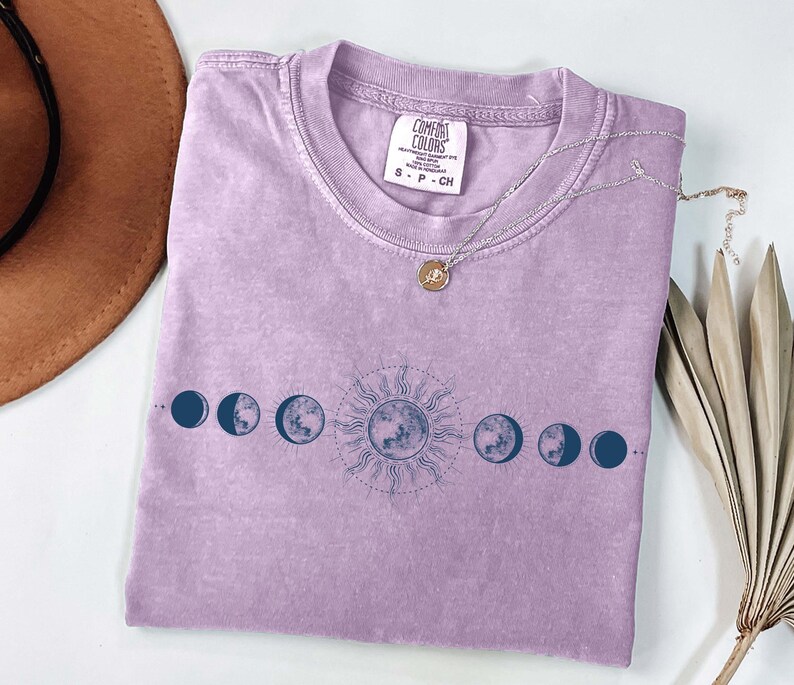 Comfort Colors Moon Phase Shirt, Boho Celestial Tee image 6