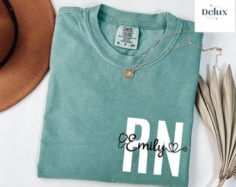 Custom Registered Nurse Comfort Colors T-shirt, Personalized RN Grad Tee