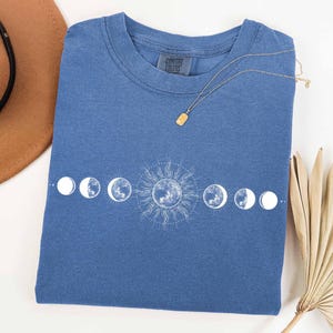 Comfort Colors Moon Phase Shirt, Boho Celestial Tee image 7