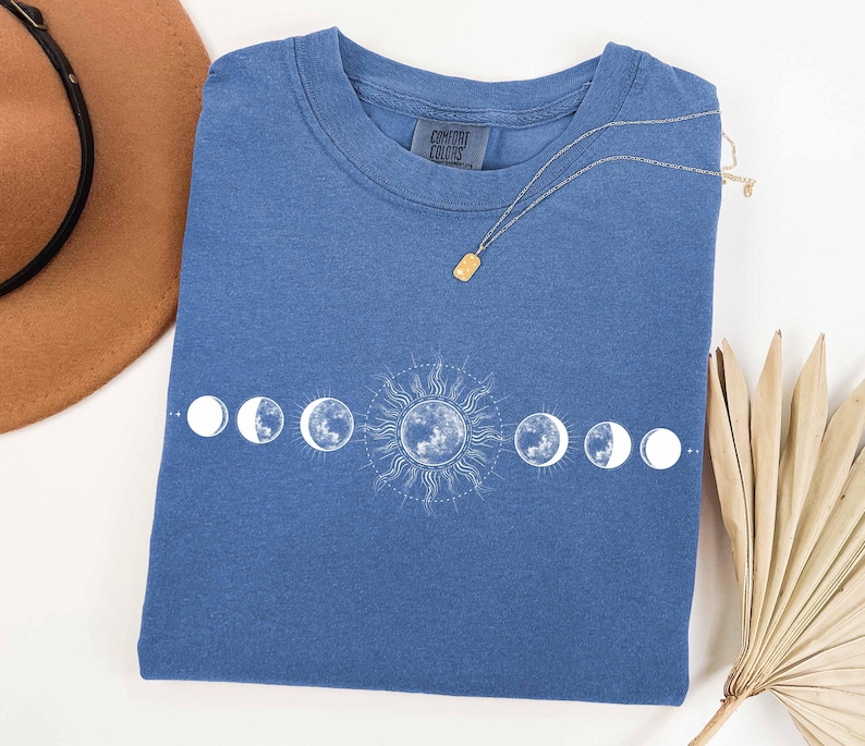 Comfort Colors Moon Phase Shirt, Boho Celestial Tee image 7