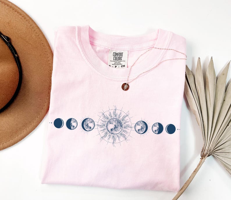 Comfort Colors Moon Phase Shirt, Boho Celestial Tee image 3