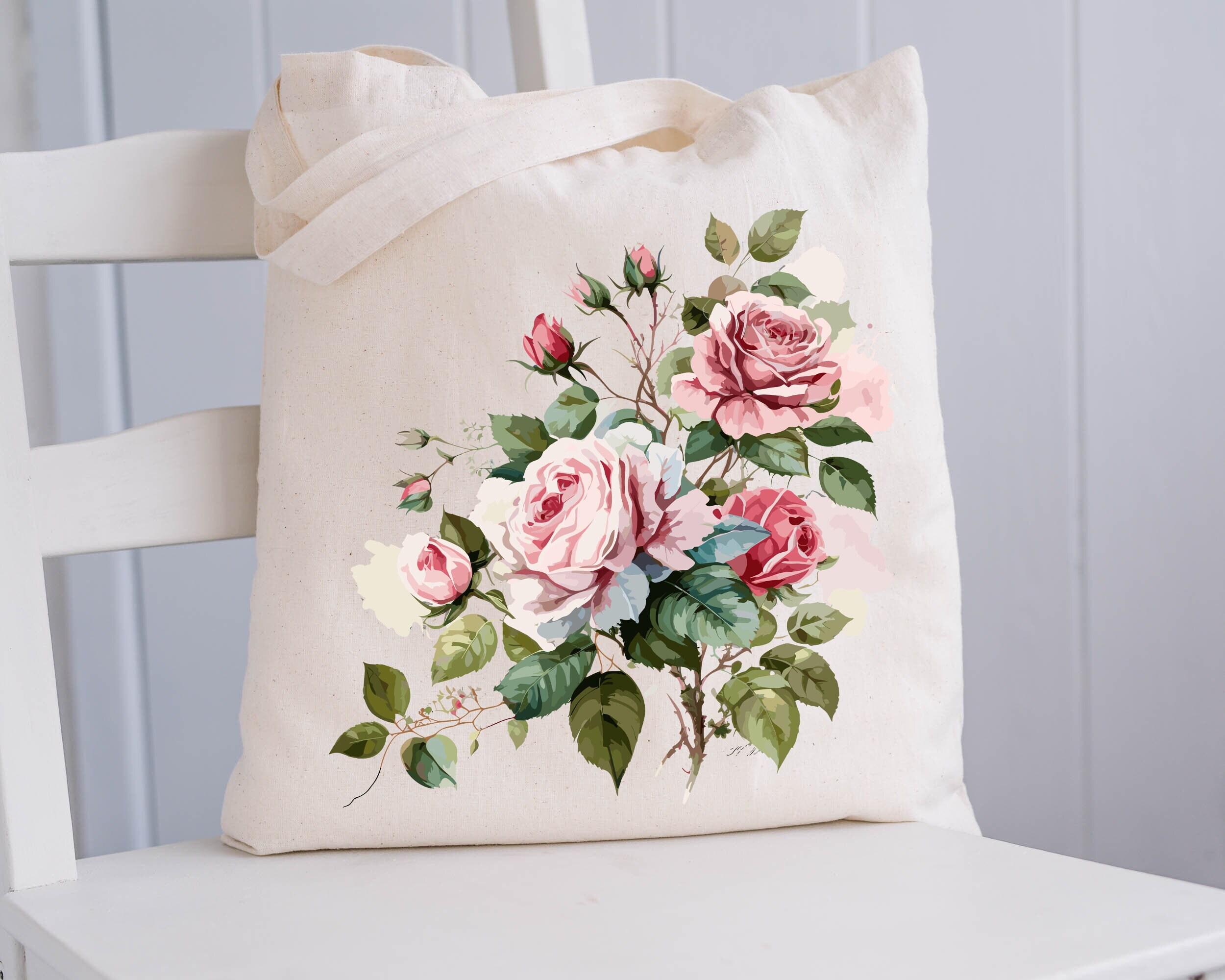 Tote Bag with Roses, Mothers Day Gift, Rose Totes, Floral Tote Bags, Gift for Women, Ladies Shopping Bag, Best Friend Gift, Fairycore Totes