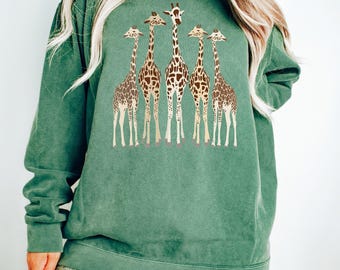 Giraffe Sweatshirt, Comfort Colors Oversized, Boho Animal Lover