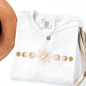 Comfort Colors Moon Phase Shirt, Boho Celestial Tee image 2