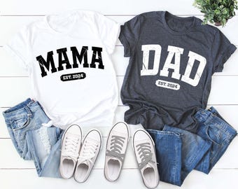 Custom Mama and Dad Shirts, New Dad Shirt, Gift for New Mom, Pregnancy Announcement Shirt, Gift For Mom and Dad, Mothers Day Gift Shirt