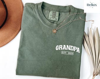 Comfort Colors Grandpa Est. Shirt, Pocket Father's Day Gift