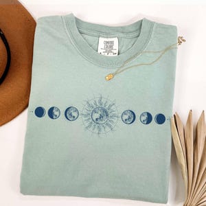 Comfort Colors Moon Phase Shirt, Boho Celestial Tee image 5