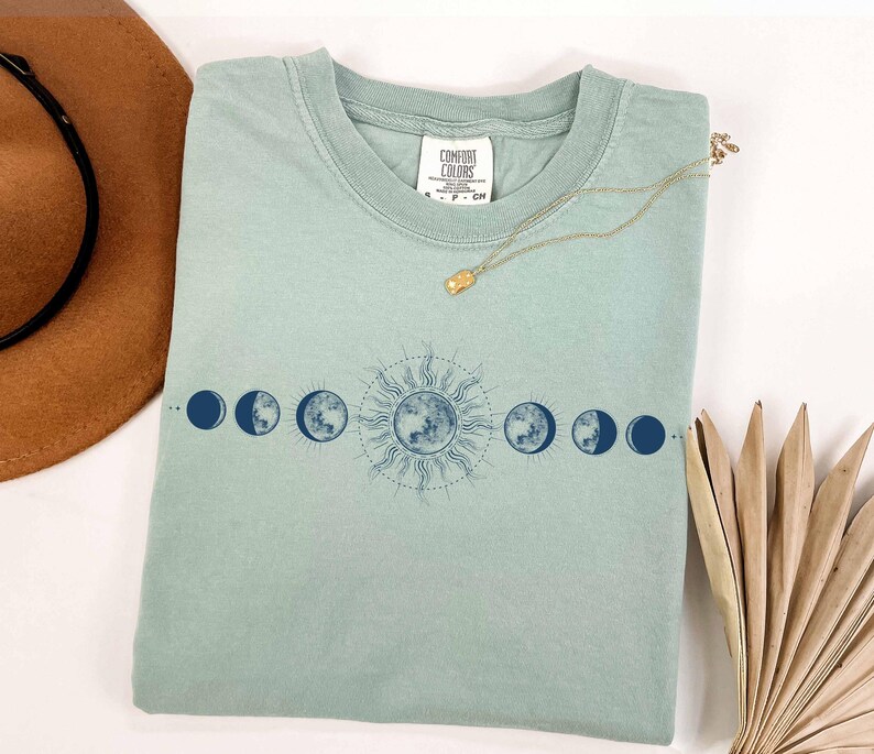 Comfort Colors Moon Phase Shirt, Boho Celestial Tee image 5