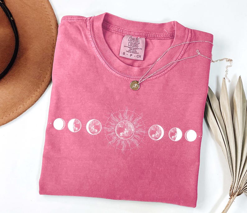 Comfort Colors Moon Phase Shirt, Boho Celestial Tee image 4