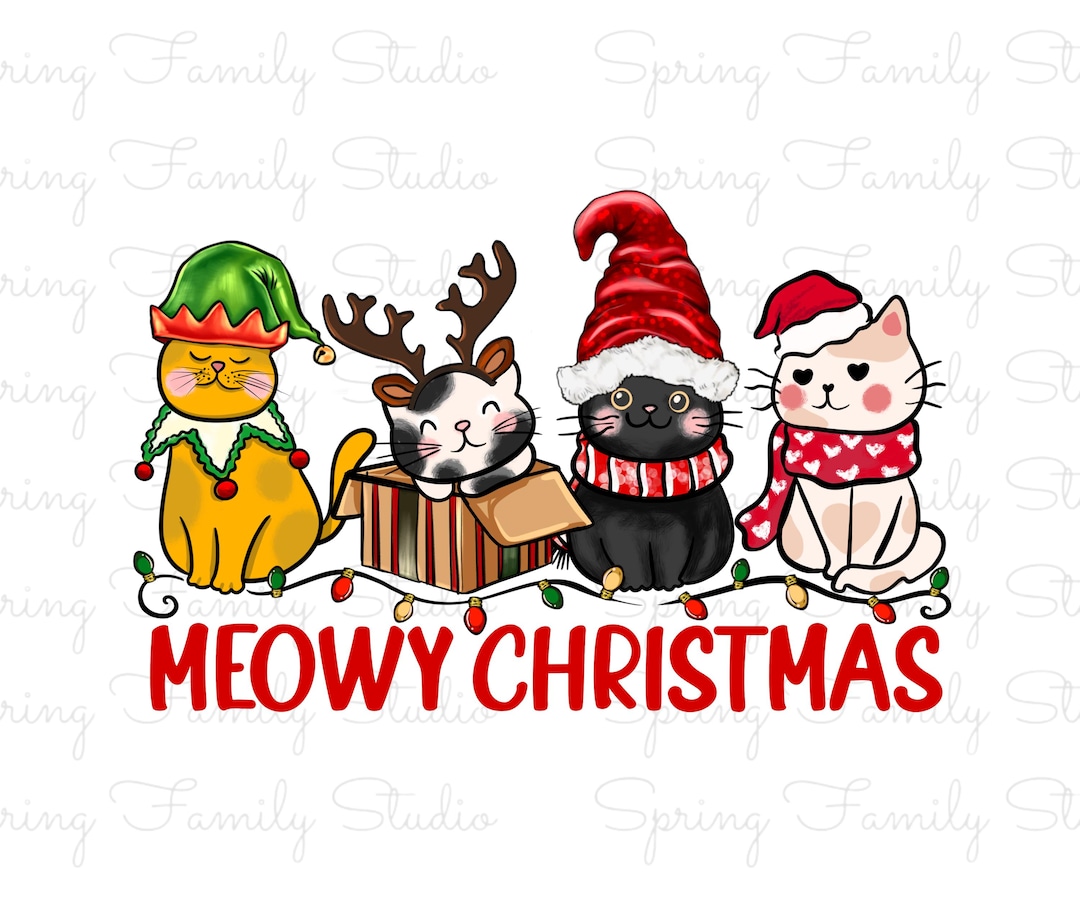 Meowwy Christmas PNG SVG | Cute Cat Holiday Design | Funny Kitty ...