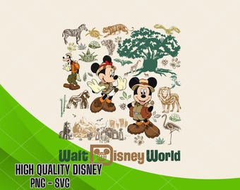 Animal Kingdom Png Svg, Retro Disney Mickey and Friends Png, Disney Mickey Safari Svg, Vintage Safari Mode Png,Sublimation Design,Disneyland