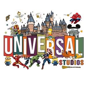 Universal Disney Studios SVG PNG, Marvel Minions Simpsons Shirt Design, Ultimate Theme Park Trip Clipart, Superhero Gift, Instant Download