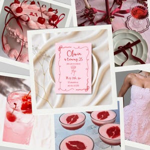 Pink Bow Theme Birthday Invite Pink Bow Birthday Bow Invite Coquette Bow Birthday Girl Birthday Invite Coquette Birthday Invitation Cute