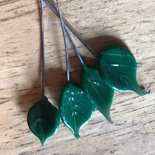 Blown Glass Leaf Headpins