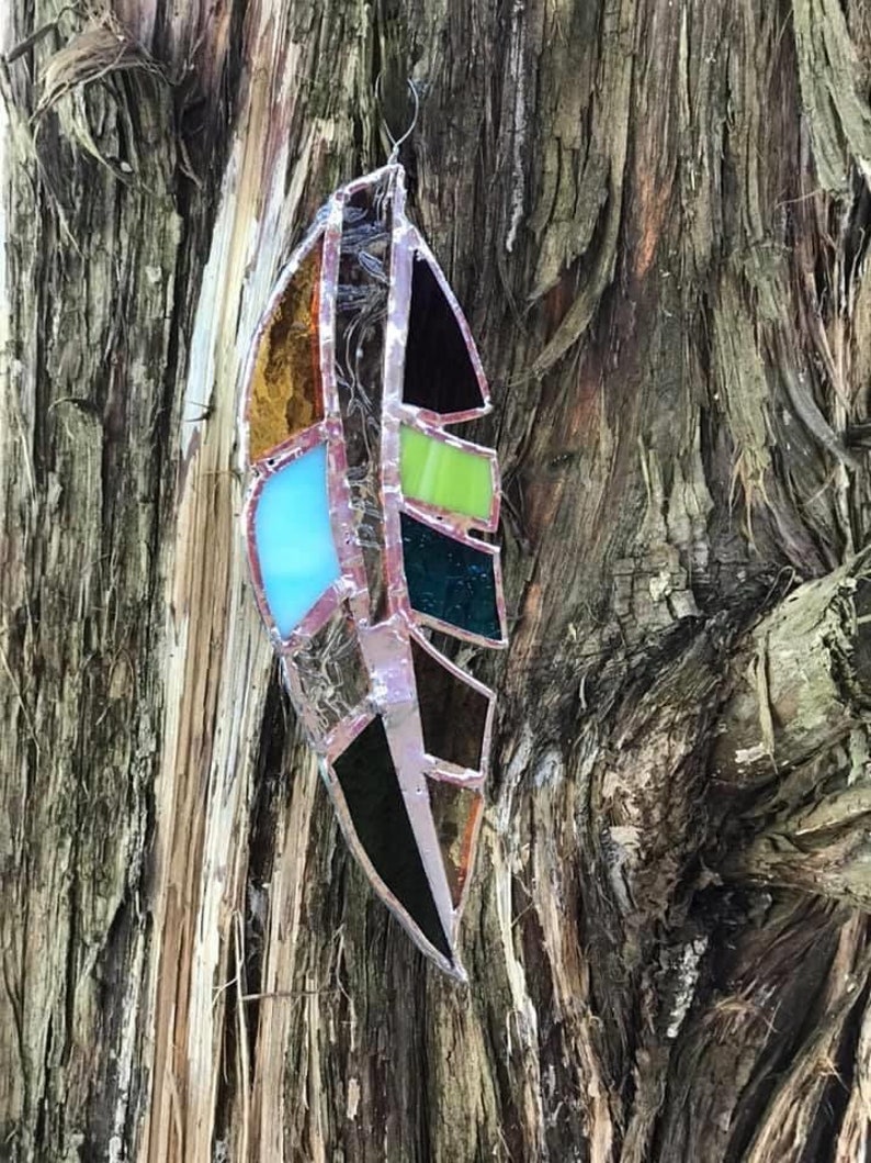 Stained Glass Feather Suncatcher Made to Order