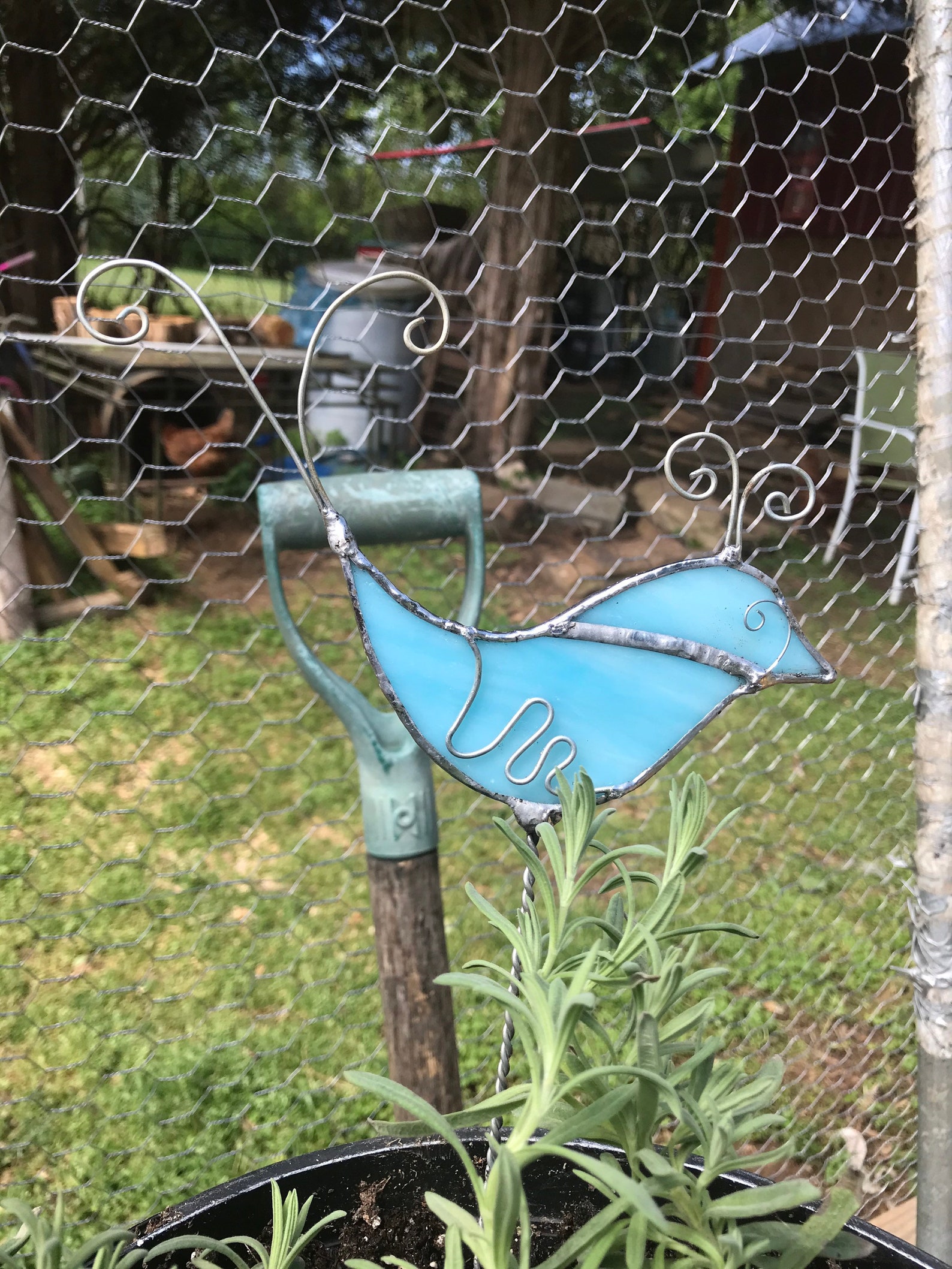 Stained Glass Bird Garden Stake Made to Order Anycolor Etsy