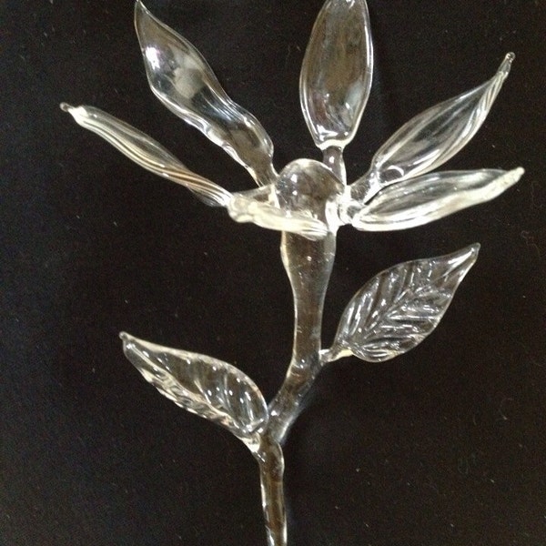 Escultura de flor Susan de ojos negros en vidrio trabajado con lámpara