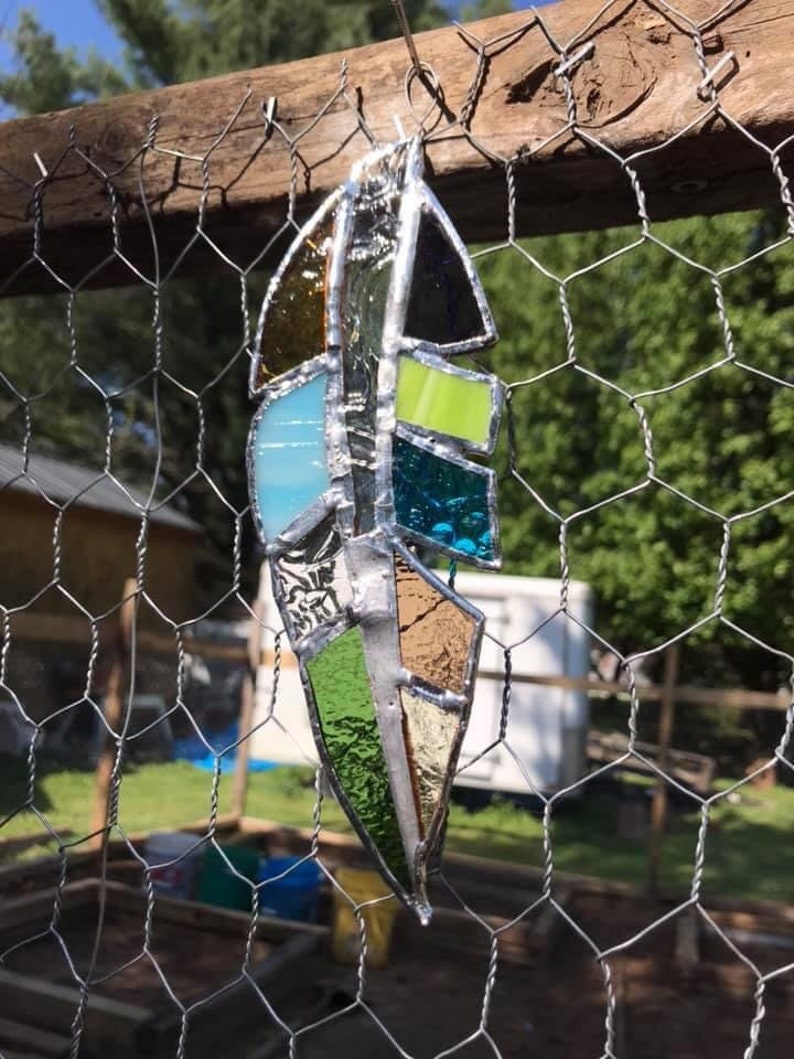 Stained Glass Feather Suncatcher Made to Order
