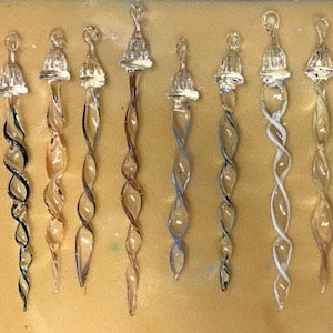 Set of 3 Hand Blown Glass Icicles For Christmas or Window Year Round You Choose Your Colors