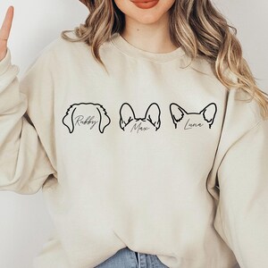 Aangepaste hondensweater, gepersonaliseerde hondenoren trui met naam, Moederdagcadeau, hond moeder cadeau voor huisdier cadeau voor haar, dierenliefhebbers