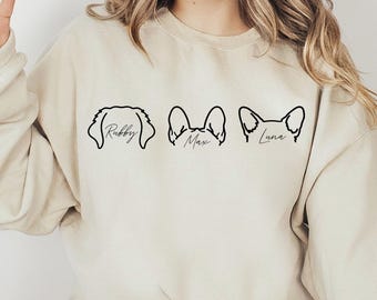 Custom Dog Sweatshirt, Personalized Dog Ears Sweatshirt with Name, Mothers Day Gift, Dog Mom Gift for Pet Gift for Her, Pet Lovers