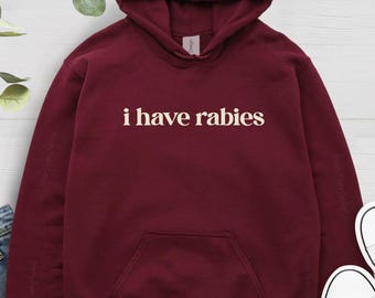 I Have Rabies Funny Hoodie, Unhinged Meme Sweatshirt, Grunge Meme Clothing, Weird Dark Humor Tee, Sweatshirt Gift for Friend and Sister