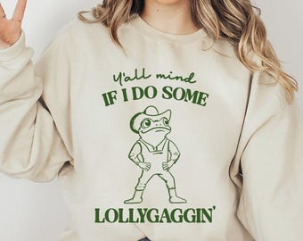 Funny Cowboy Frog Sweatshirt, Western Meme Graphic