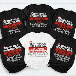 Personalisierte Nordpol-Korrektur-Shirts, passende Familien-Weihnachtsshirts, lustige Gruppe Weihnachtspyjamas, Weihnachten 2026 Shirts