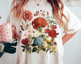 Wildflower Comfort Colors Shirt, Boho Cottagecore Floral Tee