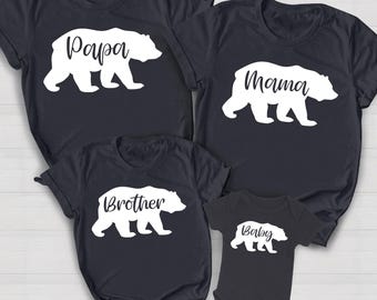 Matching Family Bear Shirts, Papa, Mama, Baby Bear