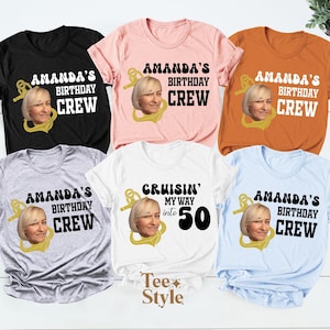 Custom Cruise Birthday Face Photo Crew Shirt, Cruisin 50th, Personalized Birthday Shirt, Birthday Group Shirt, Cruise Birthday Party T-Shirt