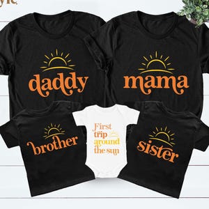 First Trip Around The Sun Birthday Shirt, Sun Matching Family Shirts, Mommy and Me Shirt, First Trip Birthday Outfit, Boho Sunshine Birthday