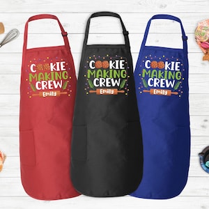 Personalized Cookie Making Crew Apron, Christmas Apron, Christmas Lights Apron, Cookie Apron, Christmas Cookie Apron, Christmas Gift